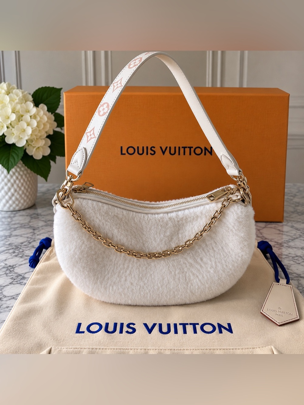 Louis Vuitton Cookie BB in White Mink Fur
